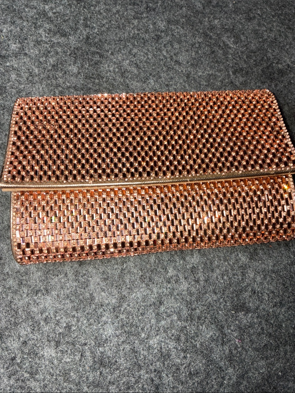 Scarlett Rose Gold Rhinestone Fold-Over Clutch
